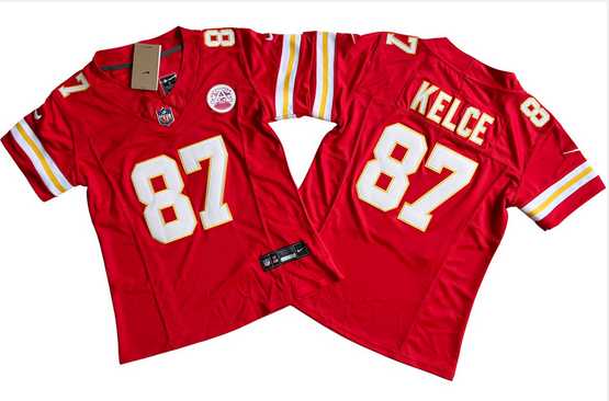 Womens Kansas City Chiefs #87 Travis Kelce Red 2023 F.U.S.E. Vapor Untouchable Limited Football Stitched Jersey(Run Small)